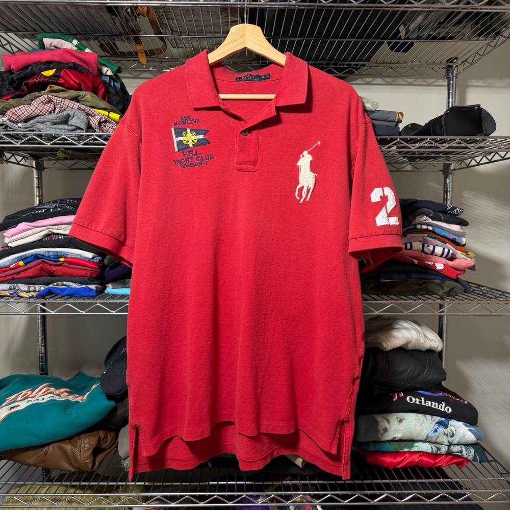 Polo Ralph Lauren Polo Mens XL Red Big Pony Yacht Club Division 7 Short Sleeve